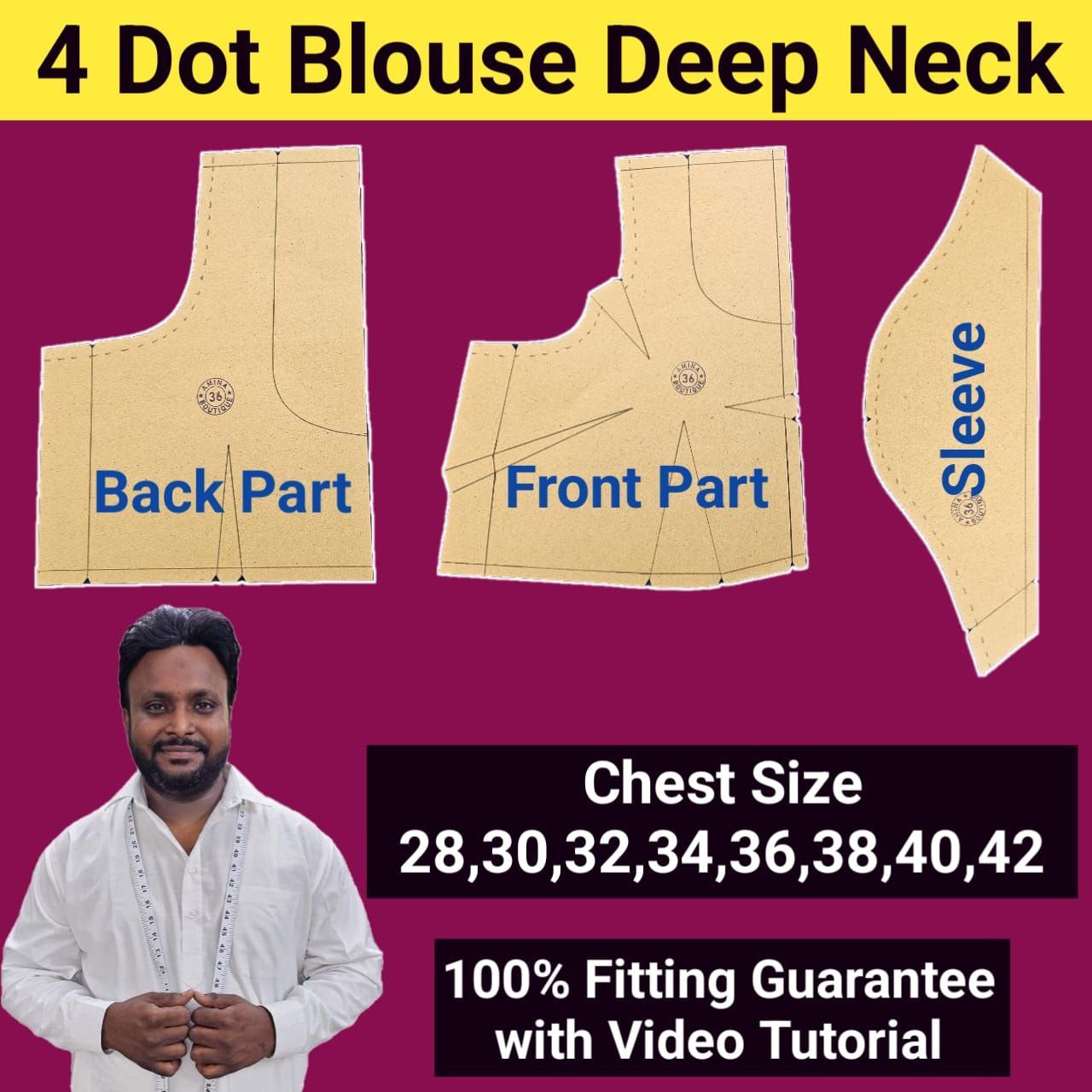 4 Dot Blouse Deep Neck