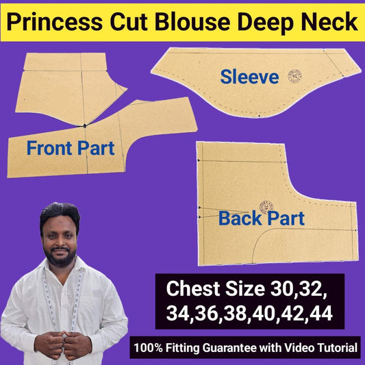 Princess Cut Blouse | Deep Neck | Chest Size 30 To 44