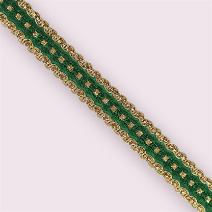 Green & Gold Designer Patti Lace Border for Dresses | 5mtr Pack