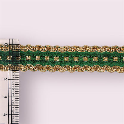 Green & Gold Designer Patti Lace Border for Dresses | 5mtr Pack