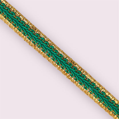 Green Gold Designer Patti Lace Border for Dresses | 5mtr Pack