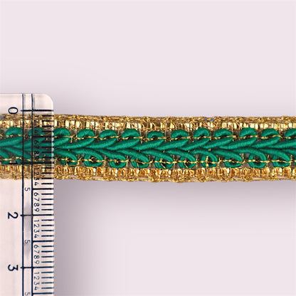 Green Gold Designer Patti Lace Border for Dresses | 5mtr Pack