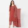 Women’s pure cotton ethnic kurti set with matching pant and dupatta